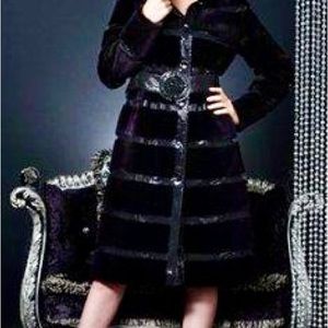 Sheared Beaver Real Fur Luxury Coat with belt like new .